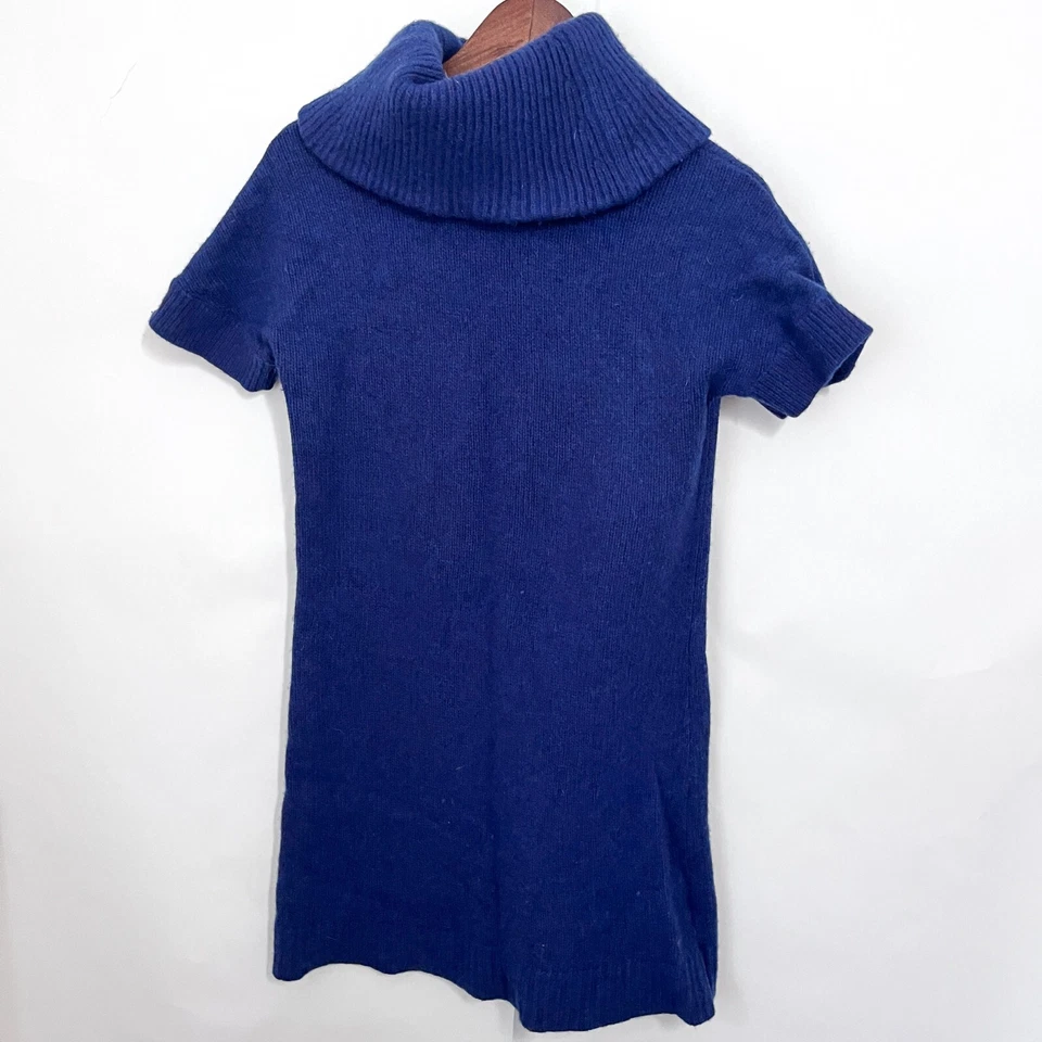 Vestido Suéter LL Bean Signature Para Mujer Talla Mediana Capucha Cuello Grueso Lana Azul Foto 2 de 4