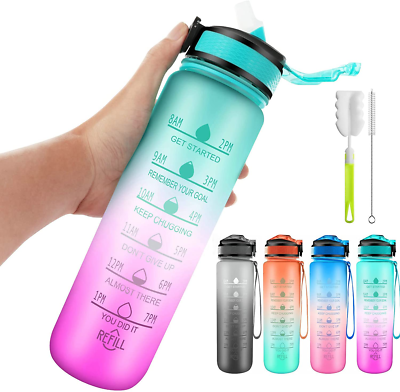 Borraccia Da 1L Con Cannuccia Rimovibile - Blu, Senza BPA, Antigoccia, Tracolla, Per Scuola, Sport E Attività All'aperto