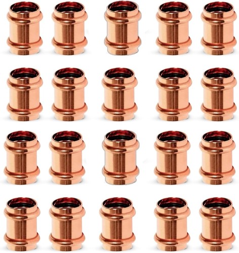 Propress Fitting Copper Coupling 3/4β Zero Lead Copper Coupling with Stop 20pack