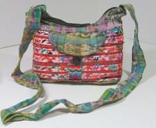 Vintage Boho Crossbody Bag Handmade Embroidered 32 inch Strap Shoulder Hobo