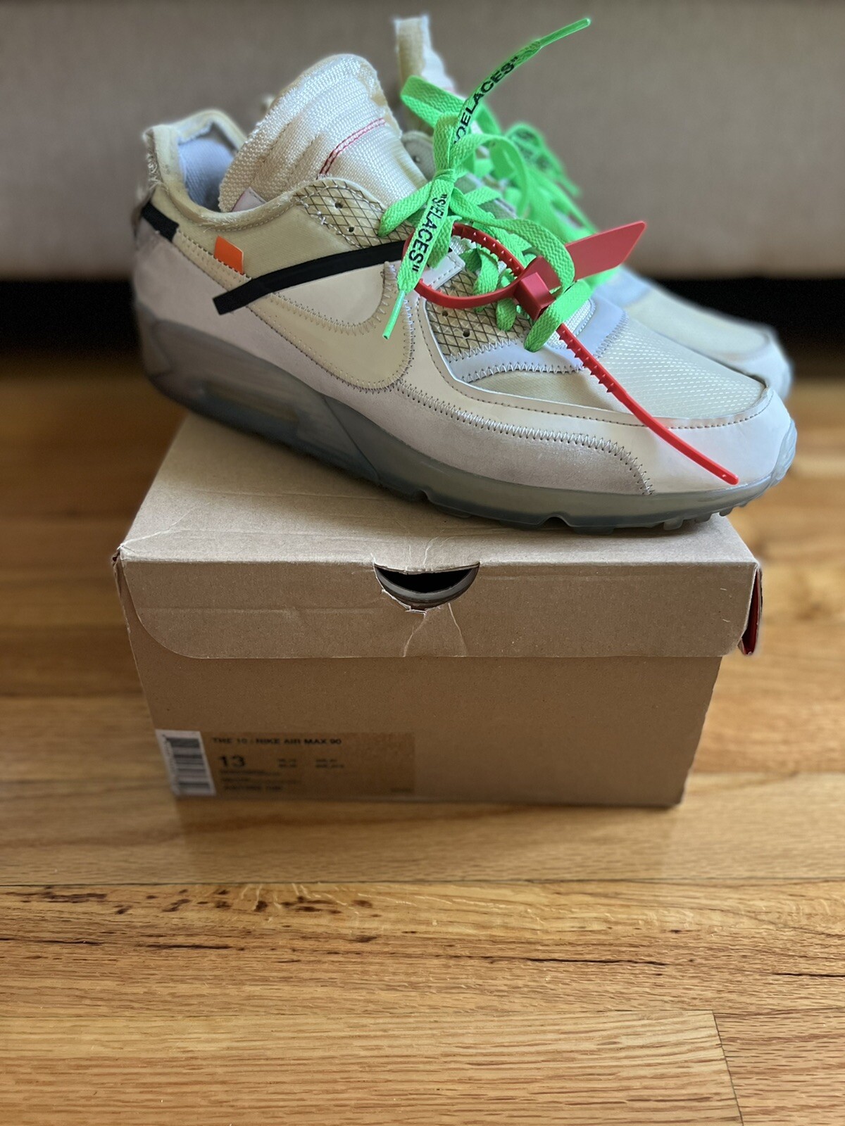 Nike Air Max 90 x OFF-WHITE The Ten Sail White AA7293-100 Size 13 | eBay