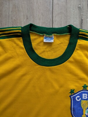 Vintage 80s Brazil Football Shirt Campea CBF 3 Stars Jules Rimet