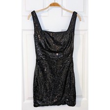 Sequin Mini Dress Party Cocktail Bodycon Sleeveless Black Size 2