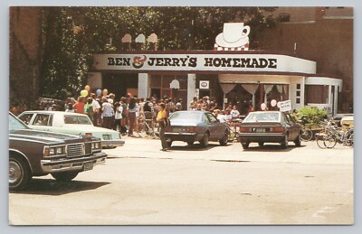 Postcard VT Burlington Ben & Jerry's Ice Cream Store Abandon Gas Station K1