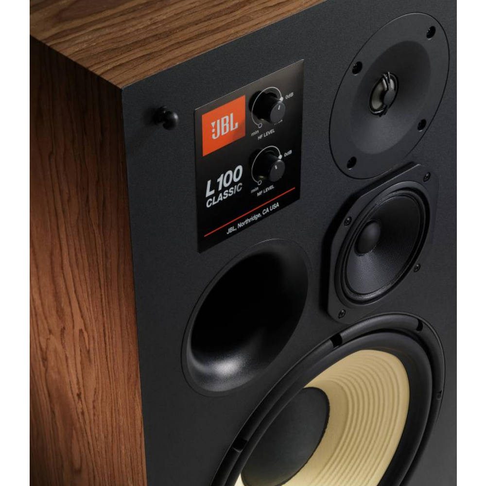 JBL L100 Classic Loudspeakers in Orange with Stands (Pair