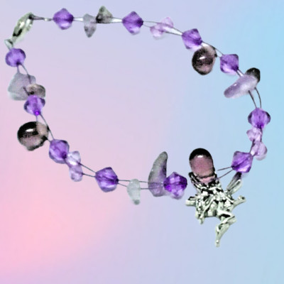  Amethyst Chip Stein Fee Bettelarmband Hippie Boho Geschenk Valentinstag J141