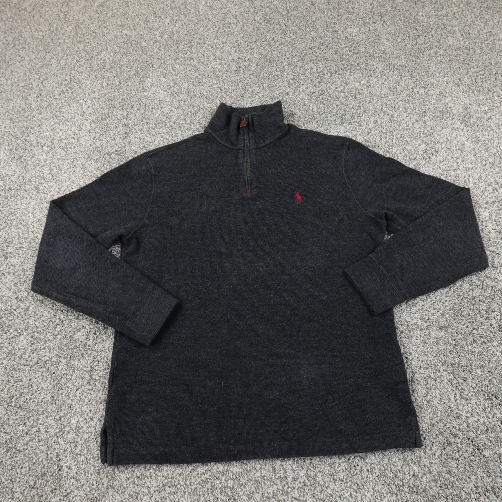 Ralph Lauren Polo Maglione Uomo S Grigio Pony Ragg Pullover Zip Felpa Preppy