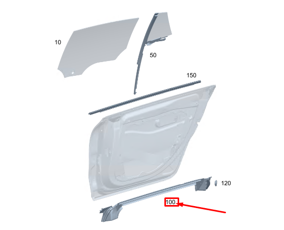 Neu MERCEDES-BENZ EQS V297 Türdichtungsschiene hinten links innen A2977350100