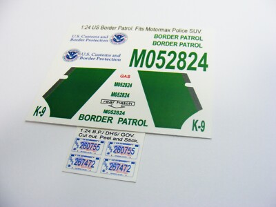 Decalcomanie US Border Patrol Police Scala 1:43 Per Motormax Police SUV – PDS