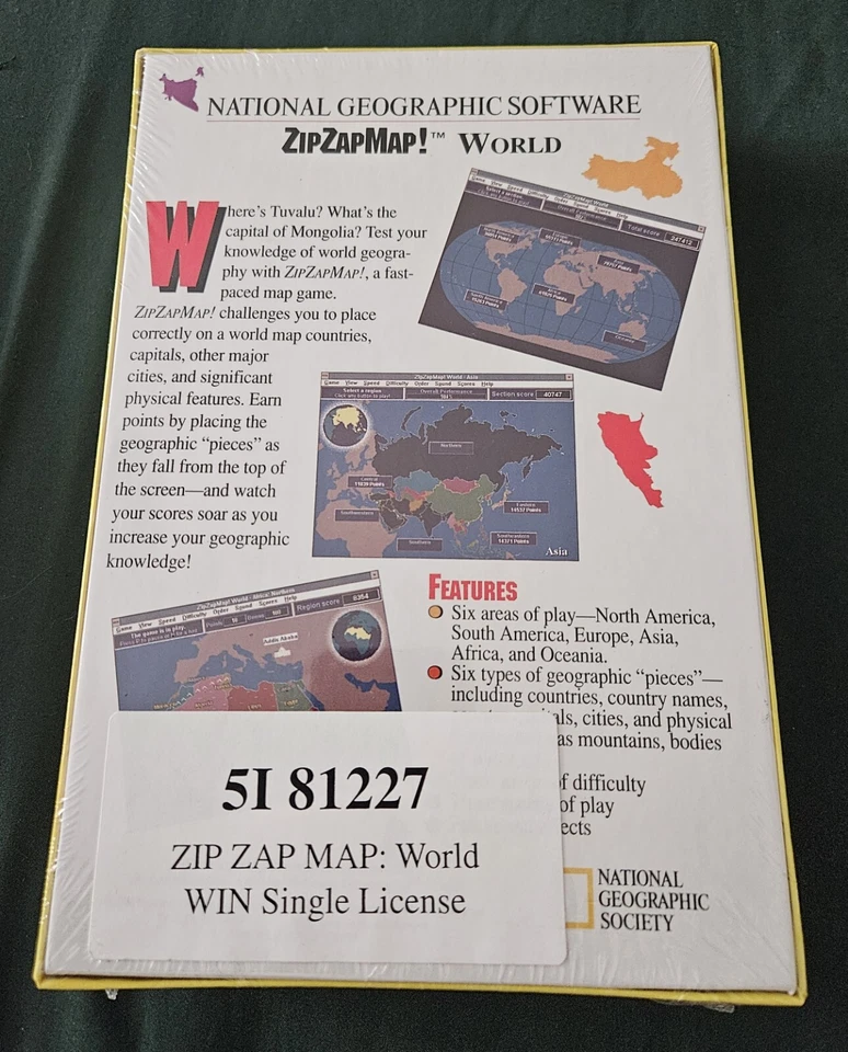 National Geographic Software - Zip Zap Map! World (IBM PC, 1994) - Image 2 of 2