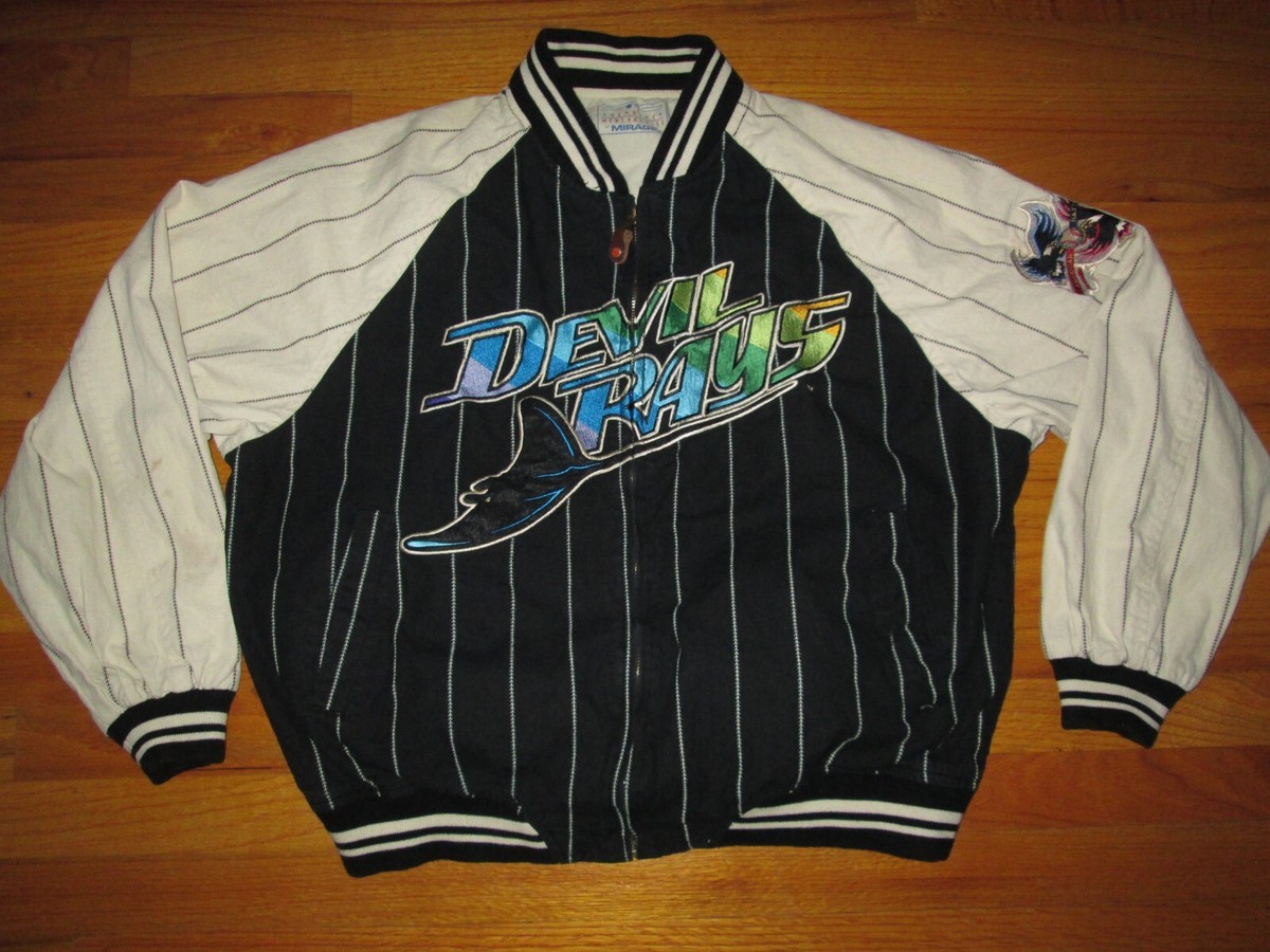 TAMPA BAY DEVIL RAYS 90s Vtg Mirage Reversible jacket jersey coat Large Old  Logo