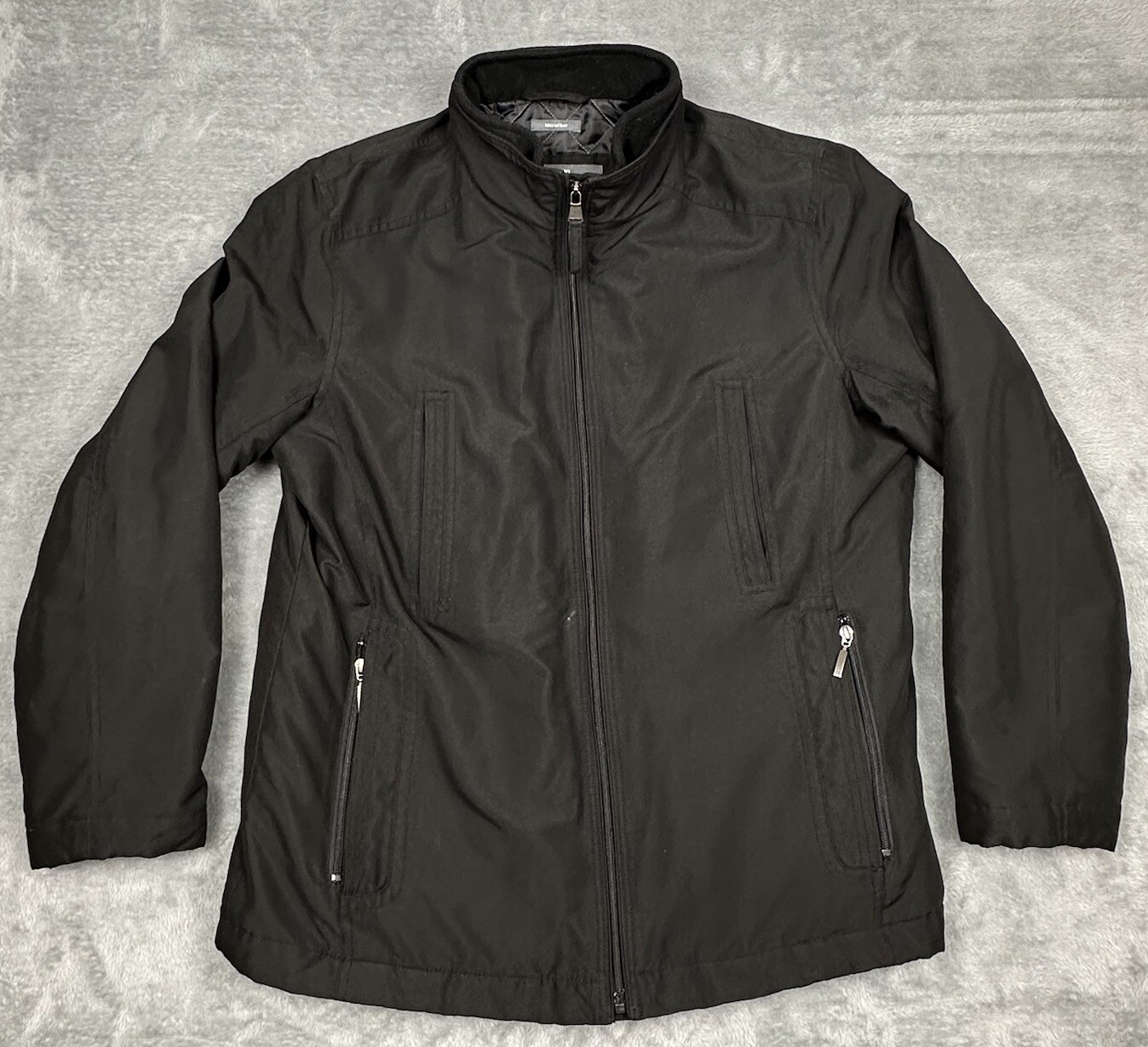 Perry Ellis Jacket Mens Large Black Microfiber Portfolio Full Zip Quilted READ