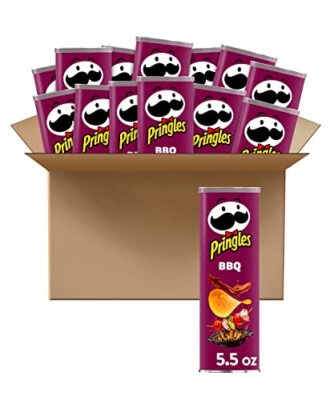 Pringles Snack Stacks Potato Crisps Chips, BBQ Flavored, 5.5 oz Can(Pack of 14)
