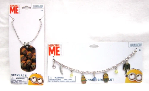Disney Despicable Me Minions All Charms Metal Bracelet& Minions Allover Necklace - Picture 1 of 6