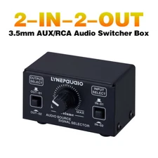 2-IN-2-OUT 3.5mm AUX/RCA Audio Switcher Box A/B Selector Splitter for Amplifier