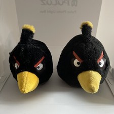 Angry Birds Black Bird Bomb Plush Lot 5" And 4 Both Commonwealth Year 2010