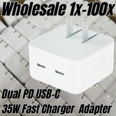 Dual PD USB-C 35W Fast Charger Adapter For iPhone 16 15 14 Pro Max Samsung Lot