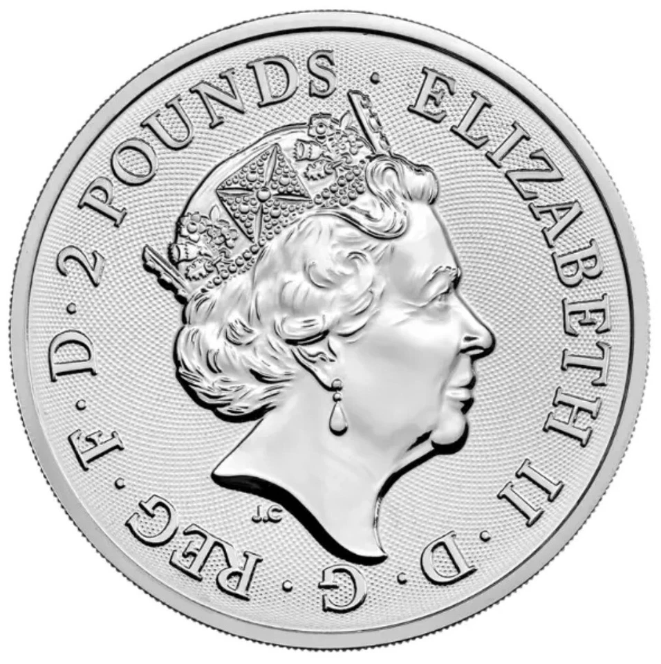 2018 £2 Great Britain TWO DRAGON 1 Oz Silver BU Coin. - Image 2 of 4