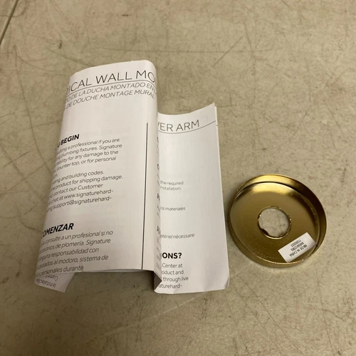 Signature Hardware 12" Shower Arm & Flange Brushed Gold SHRSA123BG - Picture 5 of 15