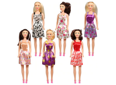 American Fashion Dolls Set of 6 w/Different Dress Styles 11.5'' tall Dresses Vary