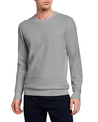 Theory Mens Rock Grey Pique Knit Riland Breach Crew Neck Sweater, 2XL XXL 3917-7
