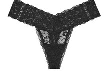 Victoria's Secret Lacie Lacie Lace-Up Thong Panty Color Black NWT