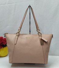 Coach Ava Pink Crossgrain Leather Double Handles Zipper Closure Tote Bag