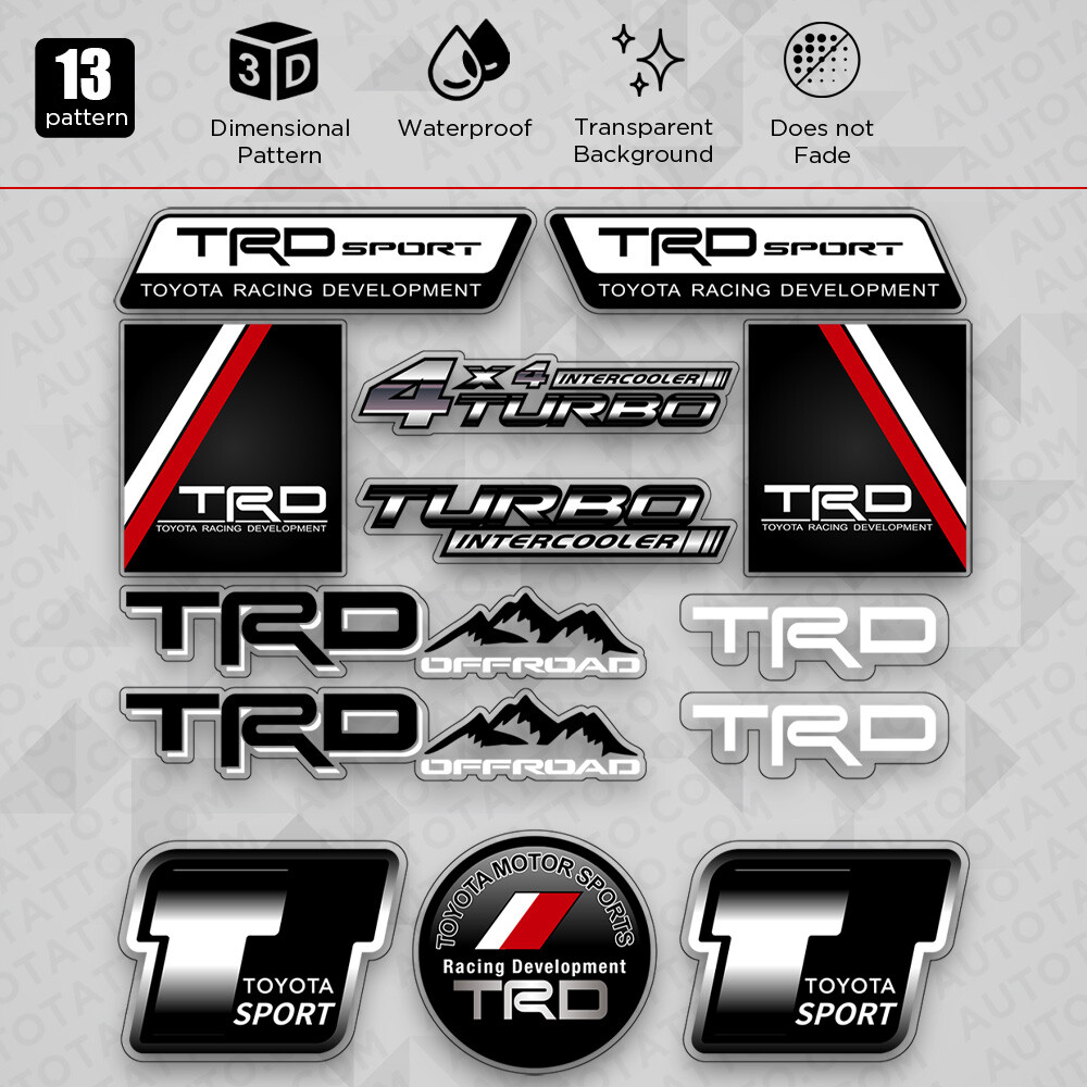 TRD Racing Sport 4x4 Offroad Turbo Car 3D Logo Sticker Vinyl Decal