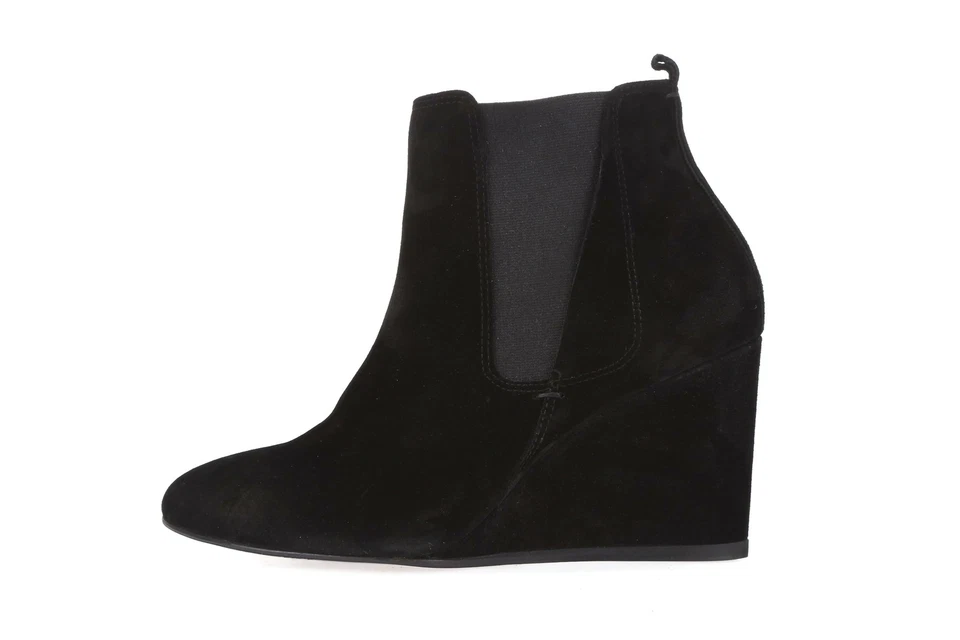 Womens LANVIN 160027 Black Suede Pull on Wedge Boots sz. 39 - Image 3 of 4