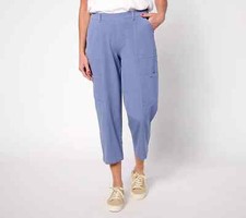 AnyBody Regular All Stretch Twill Cropped Utility Pant-Blue Ice-Small-A636362