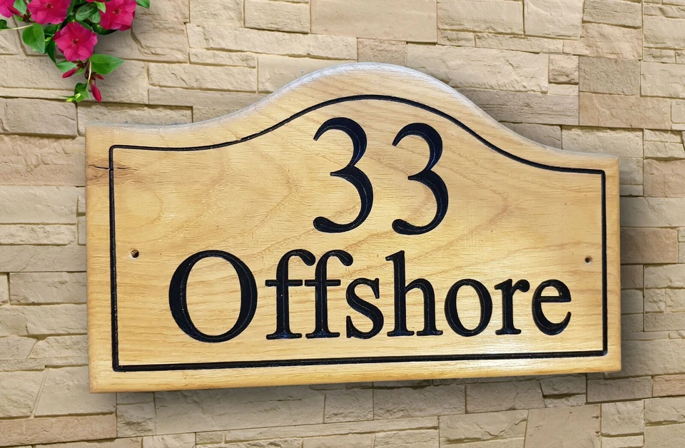 Personalised Oak Carved  House  Number Name Wooden Sign Outdoor Address  Plaque - Image 4 of 4