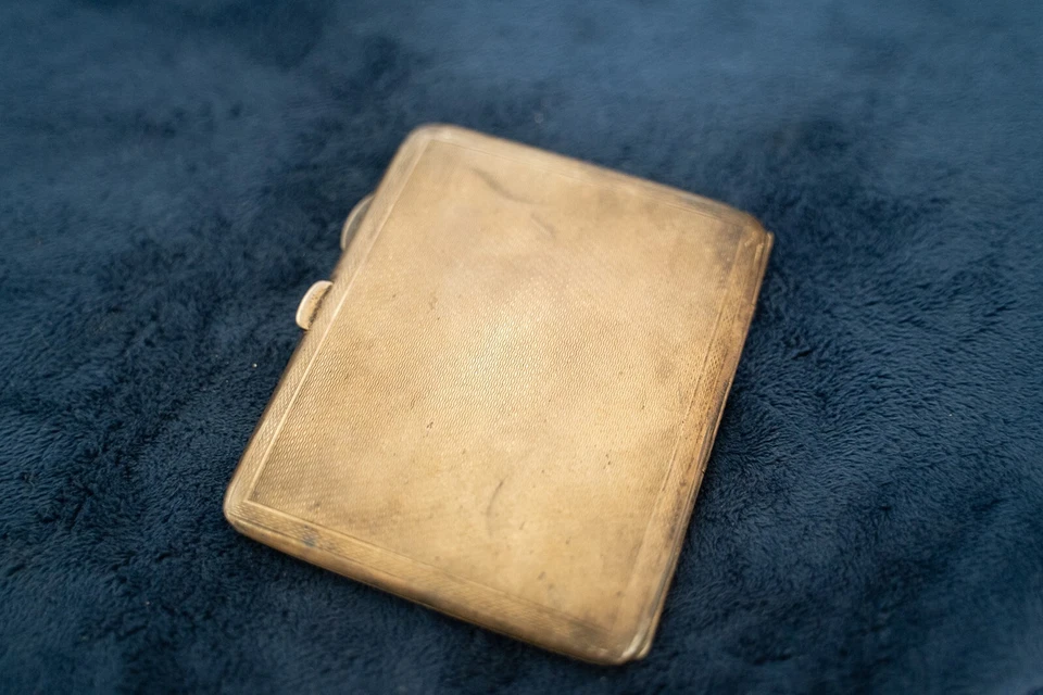 Estuche de cigarrillos de plata esterlina Birmingham 1912 Anchor Lion M M & C Co antiguo Foto 4 de 4