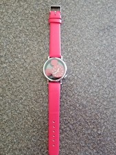MICKEY MOUSE WATCH, RED BAND, 9.5" LONG, FACE IS 1.5" DIA, NEW, NEVER USED