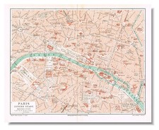 PARIS 1904 Original map Antique plan FRANCE République française Eiffel Towe