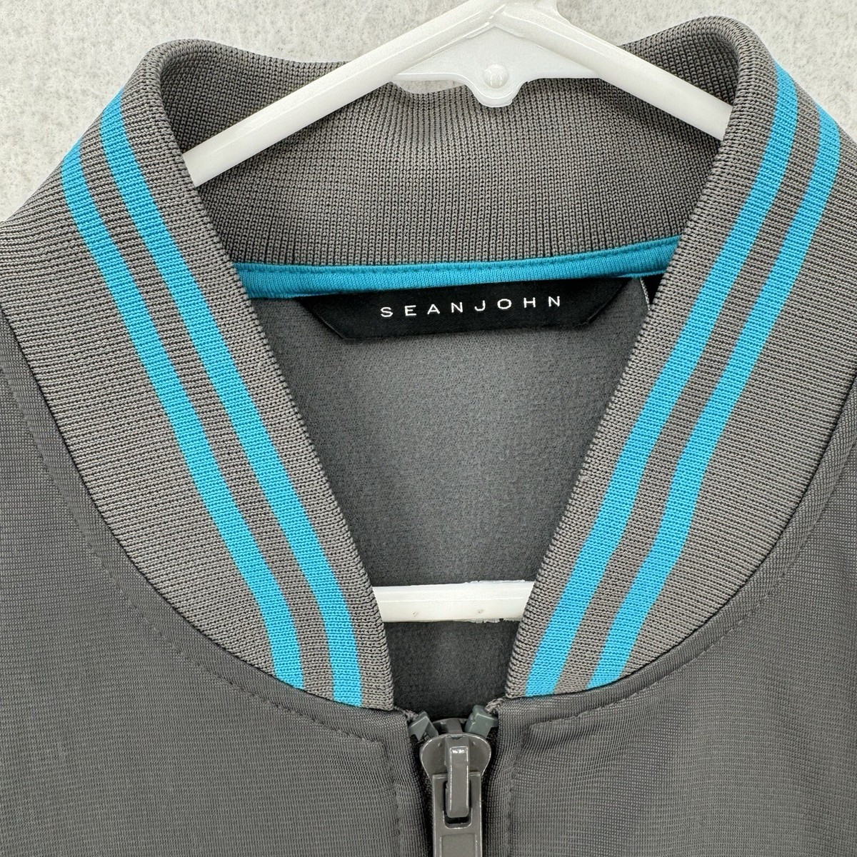 Sean John Bomber Jacket Mens XL Gray Blue MCM-LXIX Track