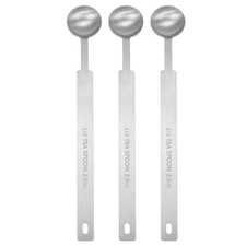 3pcs Single Measuring Spoon 1/2tsp (1/6tbsp, 2.5ml) Stainless Steel Spoon