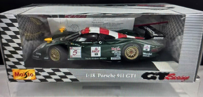 Maisto GT Racing 1998 Porsche 911 GT1, Zakspeed, Le Mans, Diecast 1:18 Green, #5