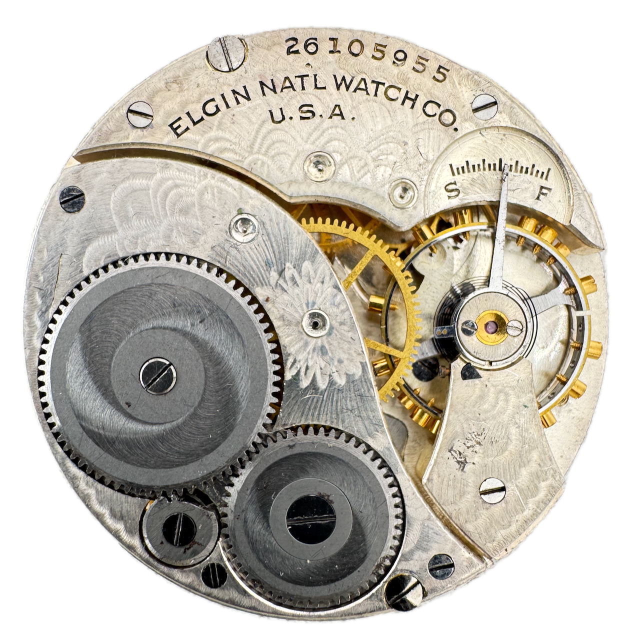 Antique 12s 1924 Elgin 7 Jewel Mechanical Pocket Watch Movement 303 USA