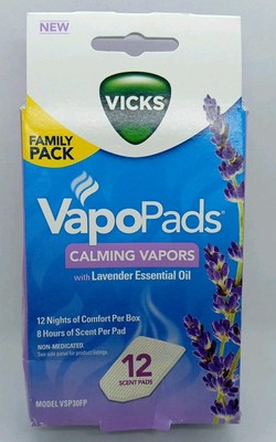 New Vicks VapoPads Calming Vapors with Lavender Essential Oil 12ct Refills