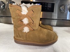 Koolaburra By Ugg Chestnut Leather Lined Comfort Boots Youth Sz 3 Style 1019372