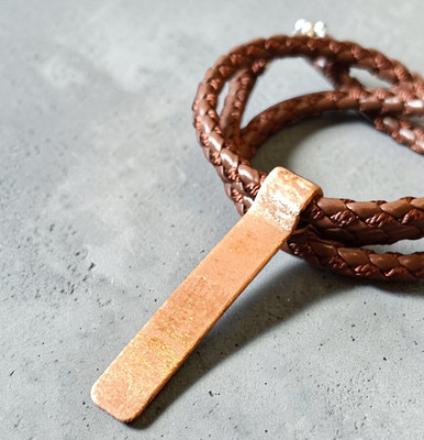 Moderne Minimal Halskette, Unisex Schmuck, Anhänger, Kunstleder, Damen Herren