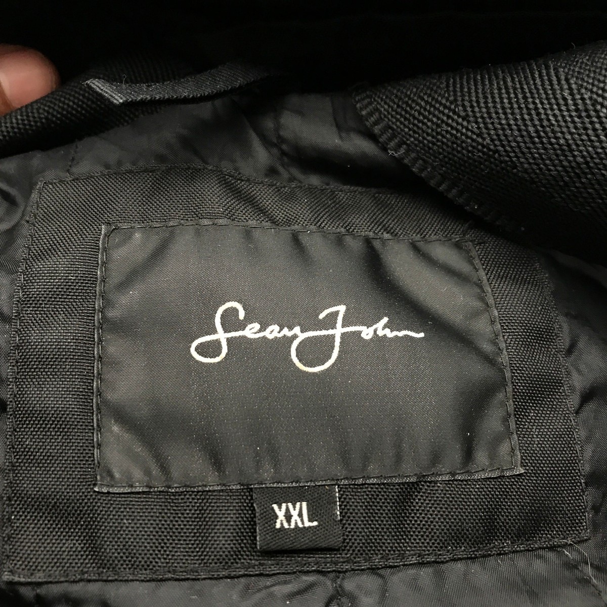 Vintage Sean John GIII Apparel Quilted Jacket Hooded Mens XXL Zip Black View 3
