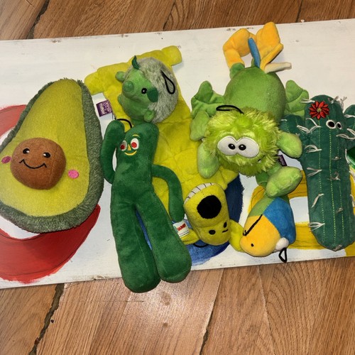 Zippy Paws Avocado/Gumby/ Multipet Hedgehog/Multipet Monster/GREEN Dog Toy LOT 7