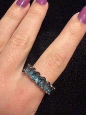 Smoke Blue Oval Eternity Ring