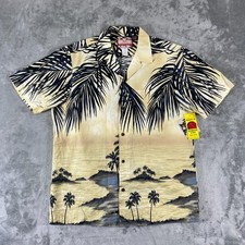 NWT RJC Hawaiian Shirt Mens L Palm Tree Ocean Beach Camp Resort Made in USA