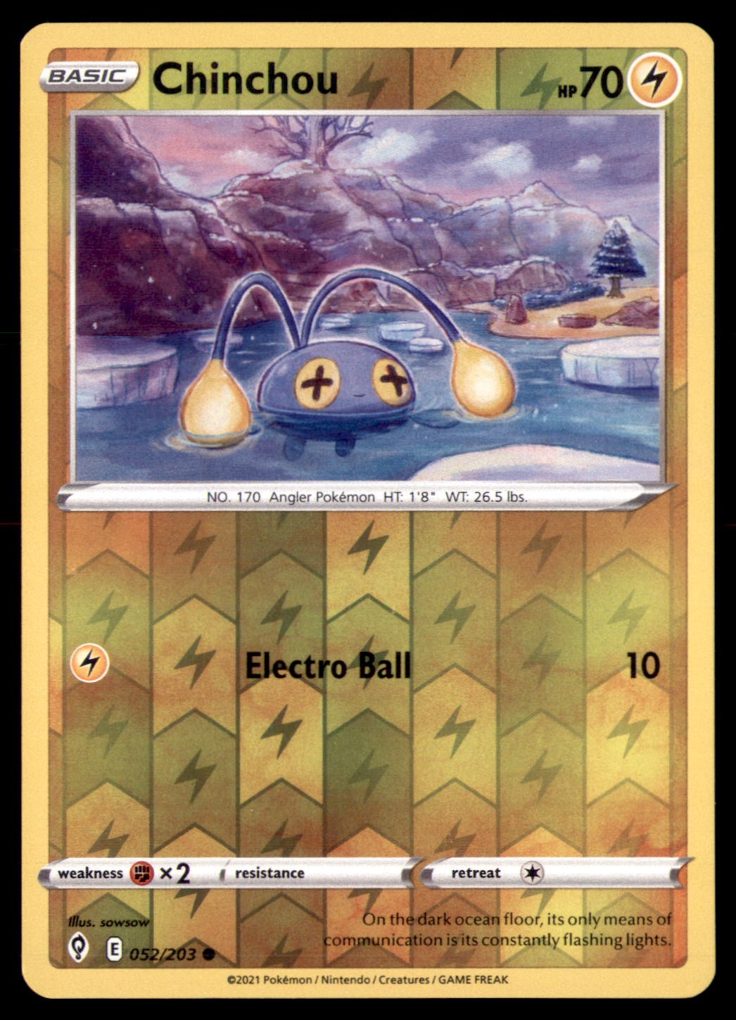 Pokemon Chinchou 52/203 Evolving Skies Reverse Holo 2 card lot