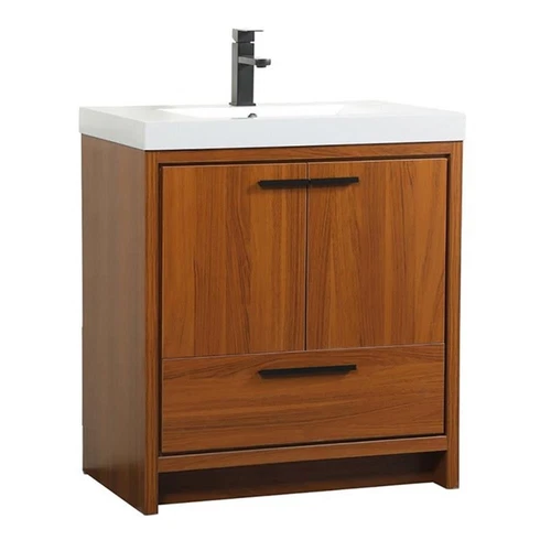 Elegant Decor Wyatt 30" Aluminum Alloy and MDF Single Bathroom Vanity in Teak - Picture 1 of 8
