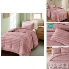 BEDELITE Boho Comforter Set Twin - Tufted Boho Bedding Set, Dusty Pink