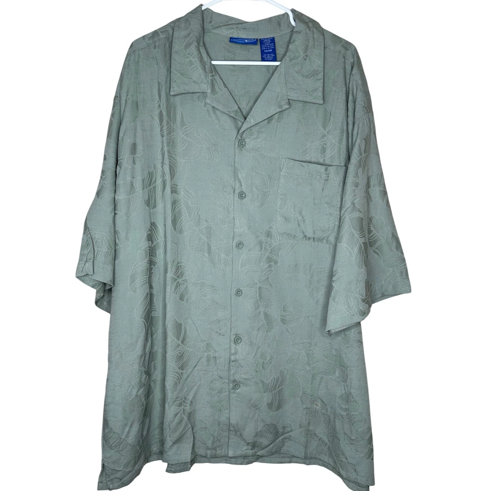 OP NWT Y2K Men's XXL/XXG Camp Shirt Sage Green Tropical Rayon Cotton Blend
