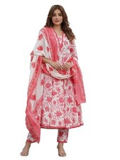 Women's Printed Anarkali Kurta With Palazzo  Dupatta Set